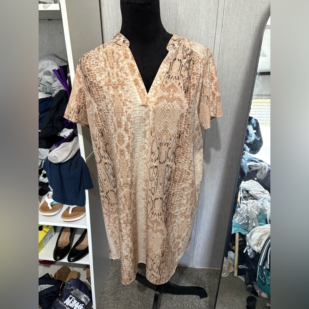 Snake Print V-Neck Dress